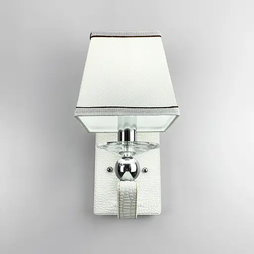 Бра з класичним тканинним абажуром та екошкірою Line F S 1449/1 WH - фото 3