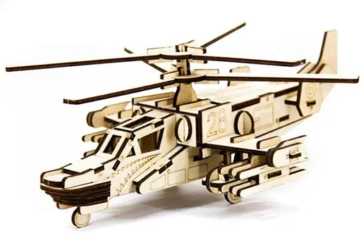 Дерев'яний конструктор Гелікоптер Хокум 88 деталей - фото 3