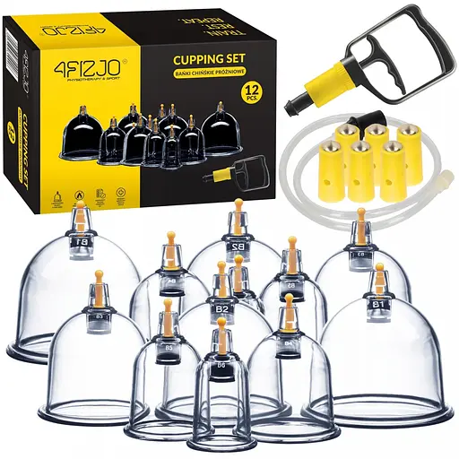 Вакуумные массажные банки 4FIZJO для тела (китайские/атницелюлитные банки) 12 шт с помпой 4FJ0579 (P-5907739319906) - фото 1