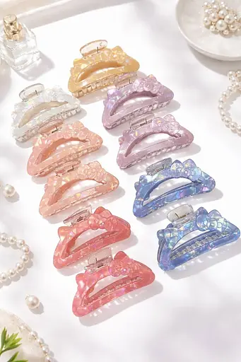 Перламутрові бантики-крабіки Iridescent Coquette Bow 12 шт. - фото 1