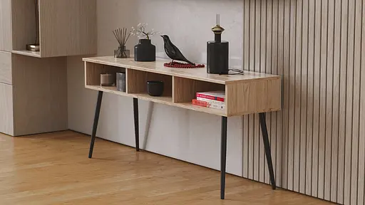 Тумба під телевізор Кентуккі Ferrum-decor 45x139x38 Чорний метал ДСП Дуб Сан-Марино 16 мм (FRD-106732)