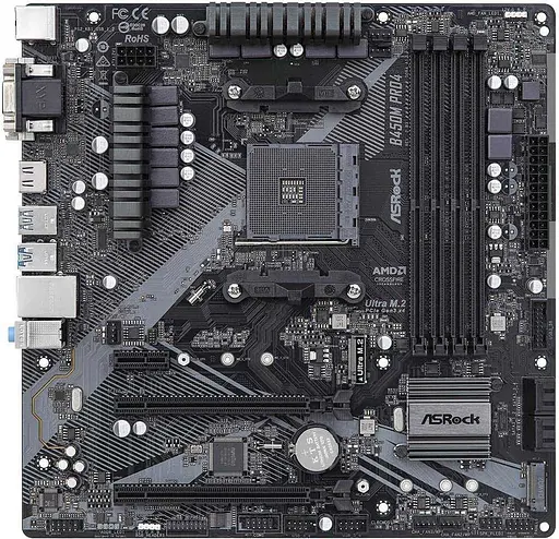 Материнская плата AsRock B450M Pro4 R2.0 (B450M Pro4 R2.0) (Socket AM4, AMD B450, Micro-ATX) - фото 1