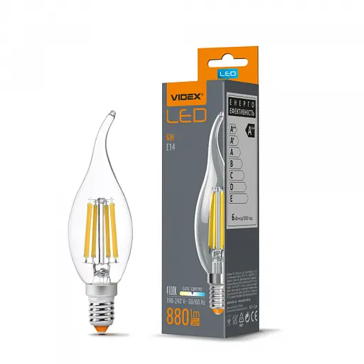LED лампа VIDEX Filament C37Ft 6W E14 4100K - фото 1