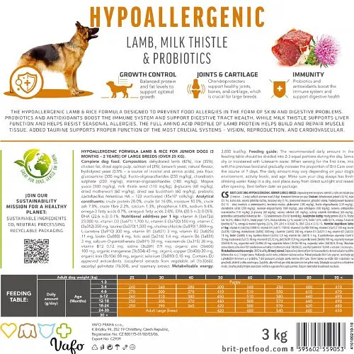 Сухой корм Brit Care Dog Hypoallergenic Junior Large Breed для молодых собак крупных пород, гипоаллергенный с ягненком, 1 кг - фото 6