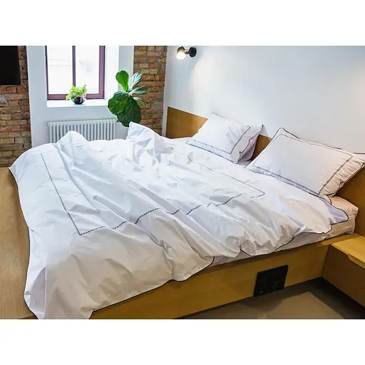Комплект постільної білизни Ecotton Premium євро перкаль вишивка з кантом кольору капучино (25138) - фото 2