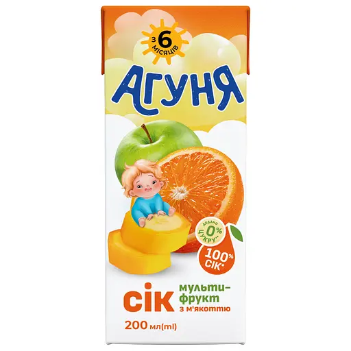 Уцінка. Сік Агуня Мультифрукт з м'якоттю 200 мл (928708)