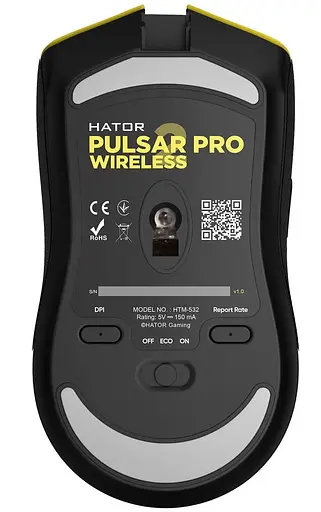 Беспроводная мышь HATOR Pulsar 2 PRO Wireless Yellow (HTM-532) Б/у - фото 6