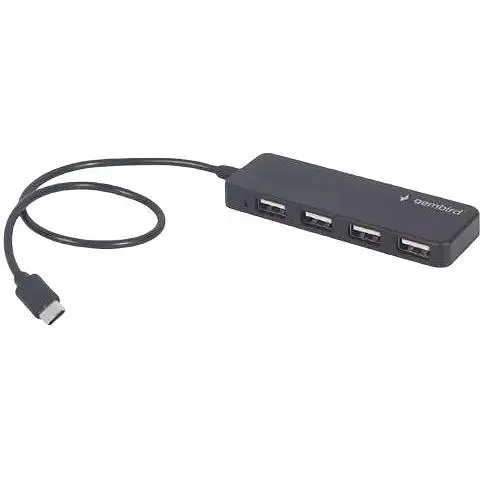 Хаб Usb Gembird UHB-CM-U2P4-01, черный, Type-C 2.0 - 4xUsb 2.0, кабель 30 см - фото 1