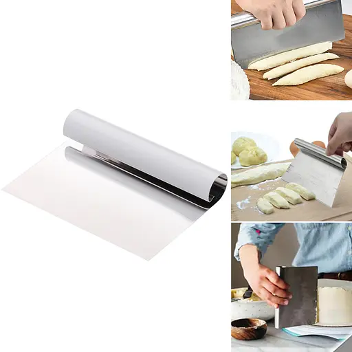 Шпатель різак для тіста, шкребок з нержавіючої сталі, дільник кулінарний тіста 10 см (малий), Master Class Сірий 83223 - фото 1