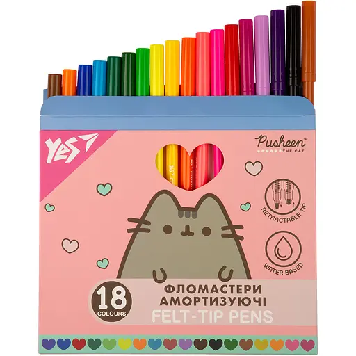 Набір фломастерів Yes Pusheen амортизуючих 18 шт. (650584) - фото 2