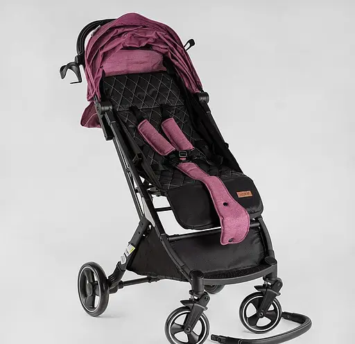 Прогулянкова дитяча коляска Joy Comfort L-30201 (фіолетова) зі сталевою рамою, футкавером та підсклянником - фото 3