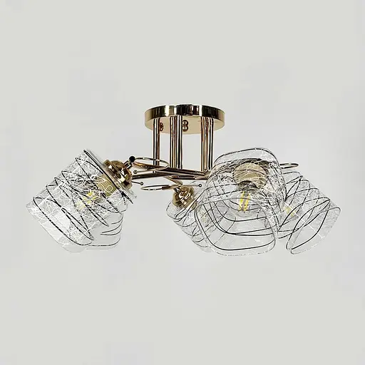 Люстра золота на 5 плафонів з чорно-білими візерунками | Line F | Арт. 9513/5 GD - фото 5