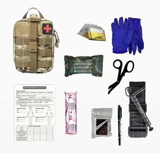 Аптечка укомплектованная №8 Rescue Ready в подсумке с быстрым сбросом камуфляж - фото 1