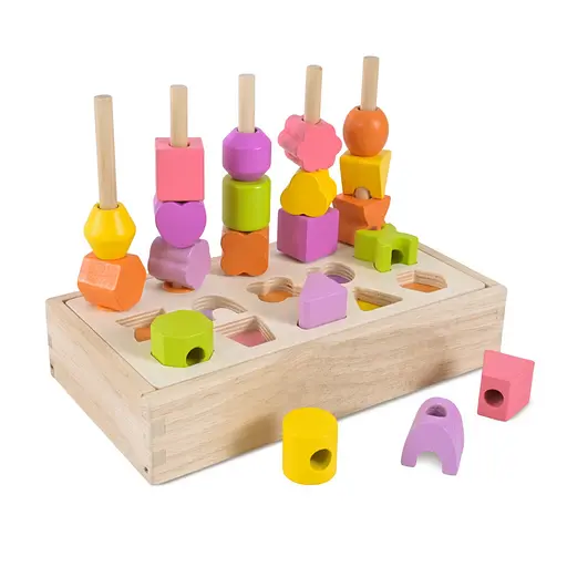 Детская деревянная игрушка "Пирамидка-сортер" Bambi C9407, 8 карточек - фото 1