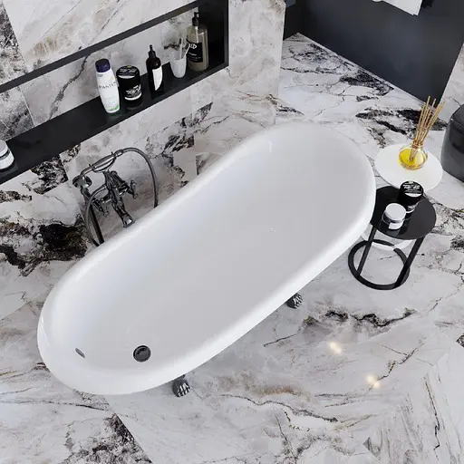 Ванна отдельностоящая матовая Amdcon Symphony 167x78 черная из литого камня черные ножки SYMFONYA_167_bl_BLACK_MAT Черный матовый - фото 4