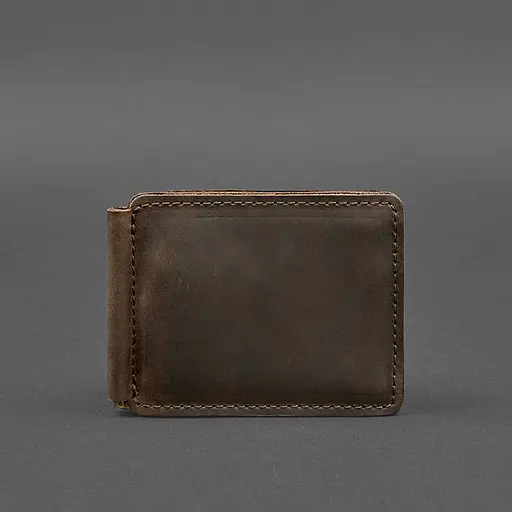 Кожаный портмоне 13.0 зажим темно-коричневый Crazy Horse - фото 10