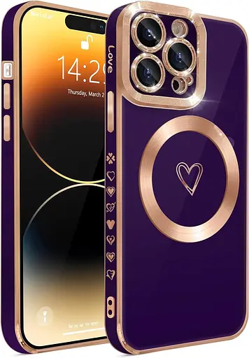 HZLFCZL Магнитный чехол для iPhone 14 Pro Max, совместимый с чехлом для мобильного телефона Magsafe Cute Heart Girl