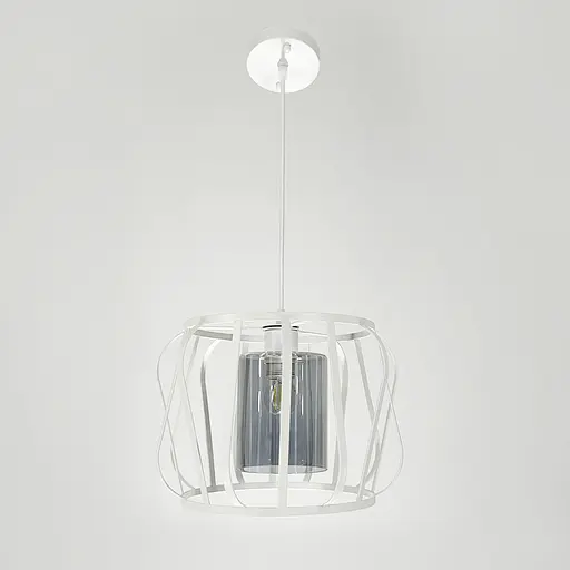 Підвісний світильник із графітовим плафоном у білому корпусі 32×23 см | Арт. 12682/1 WT+GR | Line F - фото 5