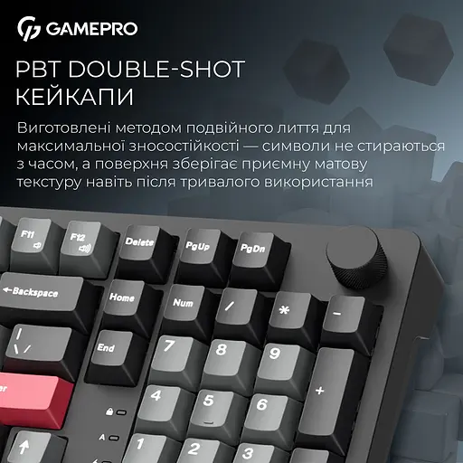 Клавіатура GamePro Asgard Drakkar Keychron Super Red Switch Wireless/Bluetooth/USB Black бездротова (MK305BK) - фото 12
