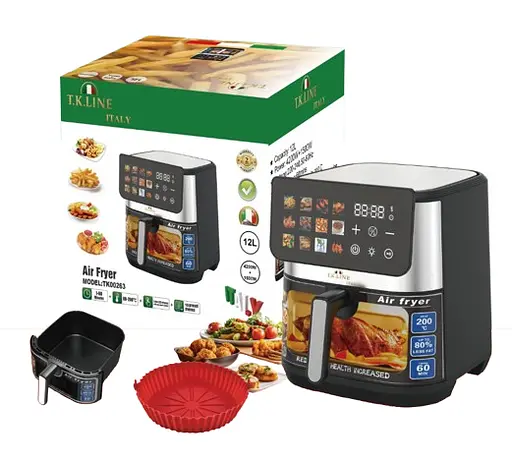 Аерофритюрниця T.K.Line TK00263 з регулюванням температури антипригарною чашею 4 л 1500 Вт Чорний - фото 4