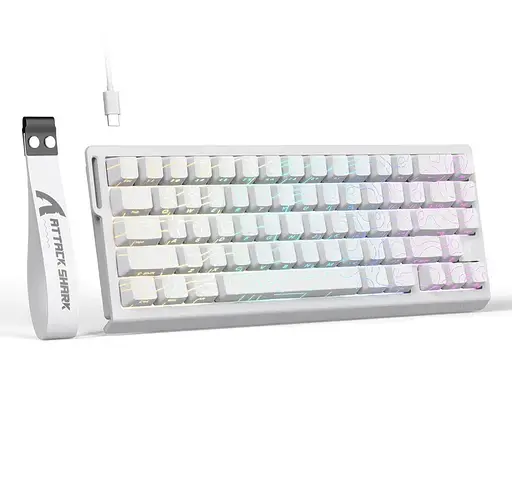 Игровая магнитная клавиатура ATTACK SHARK X68 HE,RGB,Rapid Trigger, Белый - фото 2