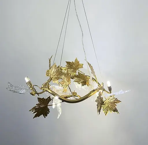 Люстра с декоративной листвой клена Ø60 см | Ст. MD 6015-600 GD Line F - фото 2
