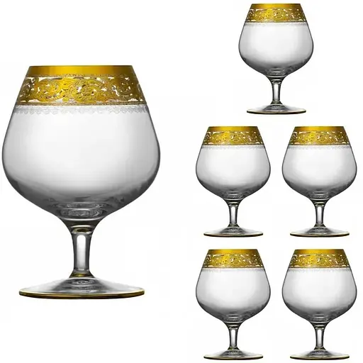 Набор бокалов для бренди коньяка Lora Версаль 375 мл 6 шт. Gold NGC33SETBRANDY
