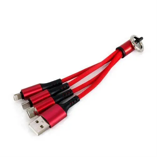 Кабель USB AM - Type-C/Lightning/microUSB, 15 см, Red, Extradigital (KBU1759) - фото 1