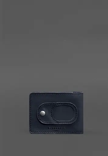 Кожаная обложка для удостоверения участника боевых действий (УБД) с карманом для жетона темно-синяя - фото 4