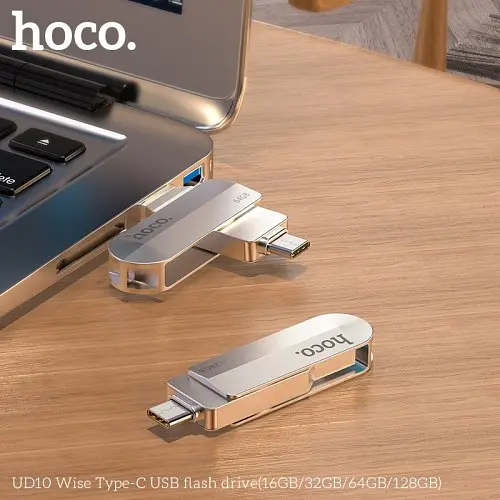 Флеш-накопитель USB-A/C Hoco UD10 Wise Type-C USB flash drive 32Gb серебристый - фото 3