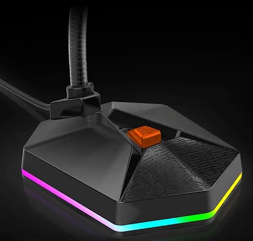 Настільний USB-мікрофон MeeTion MT-MC13 з підсвічуванням RGB 5В Гусяча шия на 360 градусів Чорний - фото 6