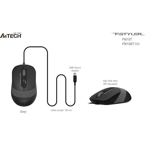 Мишка A4Tech FM10ST USB Grey (4711421990134) - фото 8
