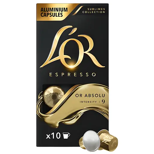 Кофе молотый в капсулах Nespresso L'OR Espresso Or Absolu Intensity #9, 10 шт. 52 г