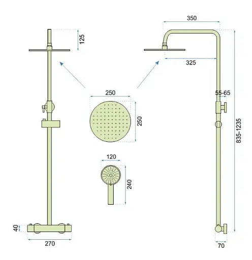 Душовя система Rea Vincent з термостатом nikiel brushed REA-P6603, Нікель - фото 6