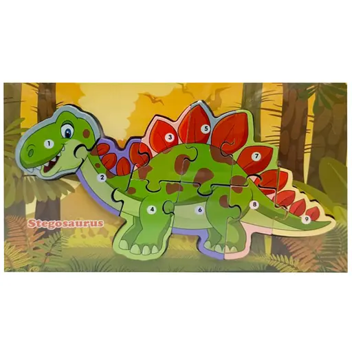 Деревянный пазл-вкладыш "Stegosaurus" MD 1924-3, 9 элементов