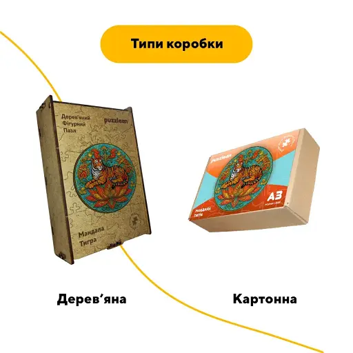 Деревянный пазл Мандала Тигра, А3, Деревянная коробка 200 элементов - фото 4