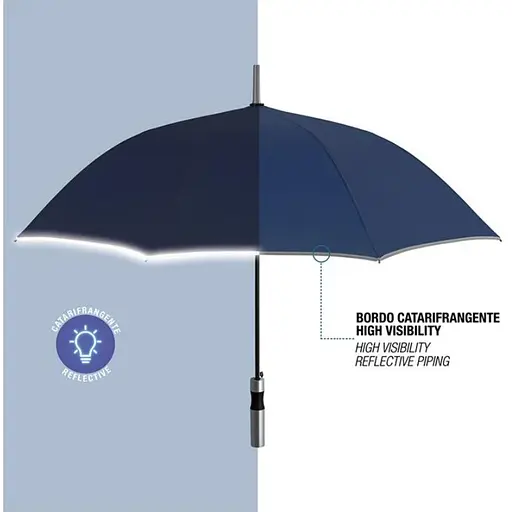 Зонтик-трость Perletti Reflecting с системой антиветер темно-синий (P96014-02) - фото 2