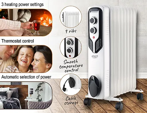 Масляный радиатор Adler AD 7816 (9 ребер) - фото 8