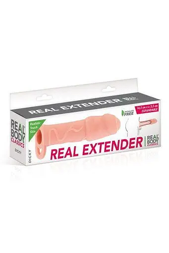 Насадка на член Real Body Real Extender Dicky із закритою головкою та кільцем для мошонки - фото 3