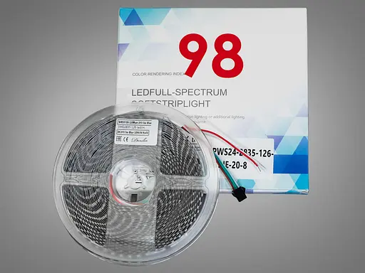 Адресна LED стрічка 24В, 126 діодів на метр, 8мм, блакитна - фото 2