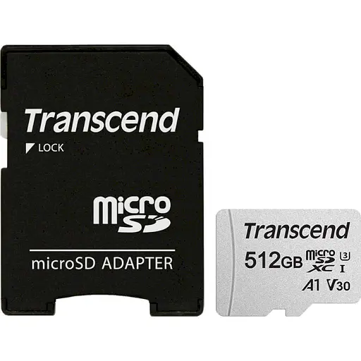 Карта памяти Transcend 512GB microSDXC 300S UHS-I U3 + ad (TS512GUSD300S-A) - фото 1