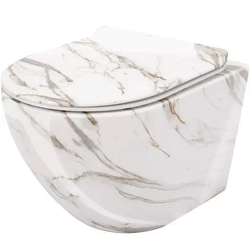 Подвесной унитаз Rea Carlos Slim lava shiny мрамор REA-C0536, Мрамор - фото 1