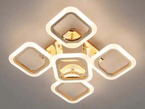 Багатофункціональна світлодіодна люстра на пульті, 50 Вт, золото - фото 2