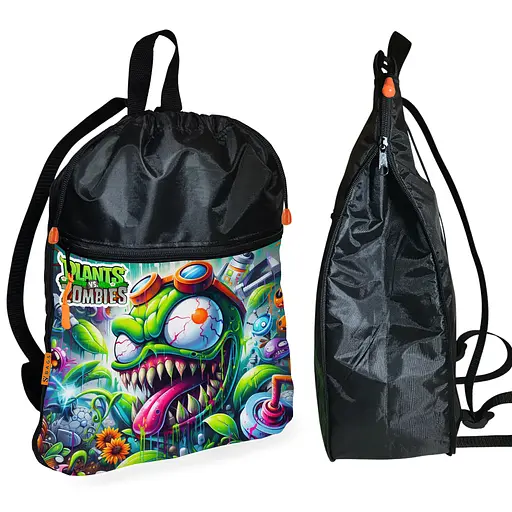 Рюкзак-мішок для взуття, спортивної форми Рослини Проти Зомбі дитяча сумка для змінки з розширювачем (01379)