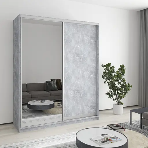 Шафа-купе дводверна MebelStar Стандарт AL ДСП/Дзеркало 170x60x210 см Бетон (MBS-2448)