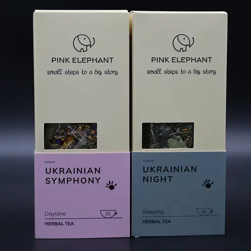 Чай Ukrainian Herbal Symphony — Подарочный набор травяных чаев Pink Elephant, 2x70 г - фото 3