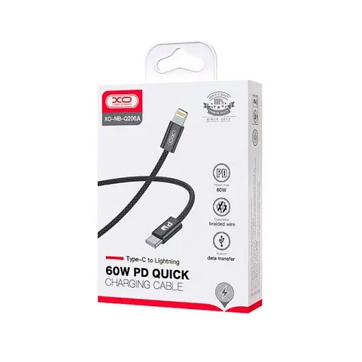 Кабель XO NB-Q206A Lightning to TYPE-C 20W Чорний - фото 2