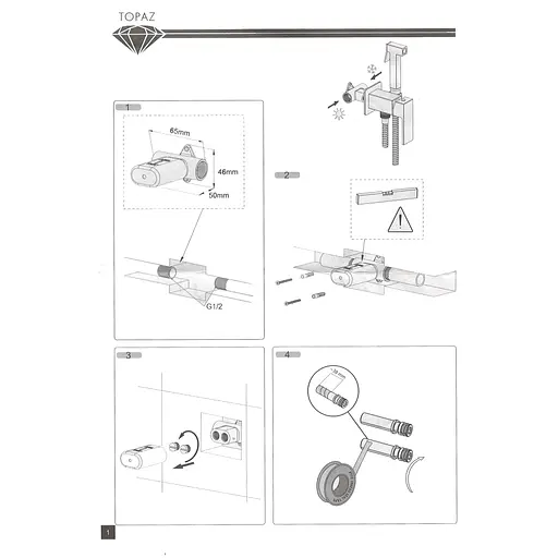 Змішувач гігієнічний TOPAZ LOFT TLF 32106-H39-C латунний моноблок для ванної з душовим шлангом і кріпленням - фото 12