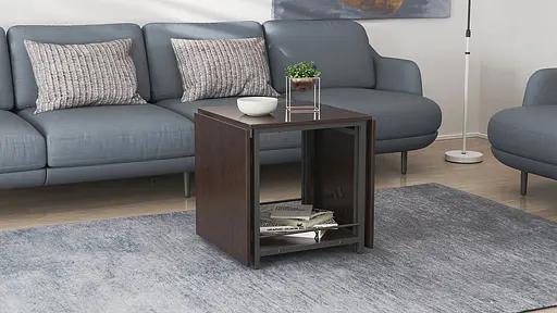 Стіл журнальний трансформер Куб Комбо Ferrum-decor 540x532x500 Чорний метал ДСП Венге Магія 16 мм (FRD-105313)