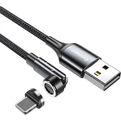Кабель Essager Universal 540 Ratate 3A Magnetic USB Charging Cable Lightning 1 м Сірий (EXCCXL-WX0G)
